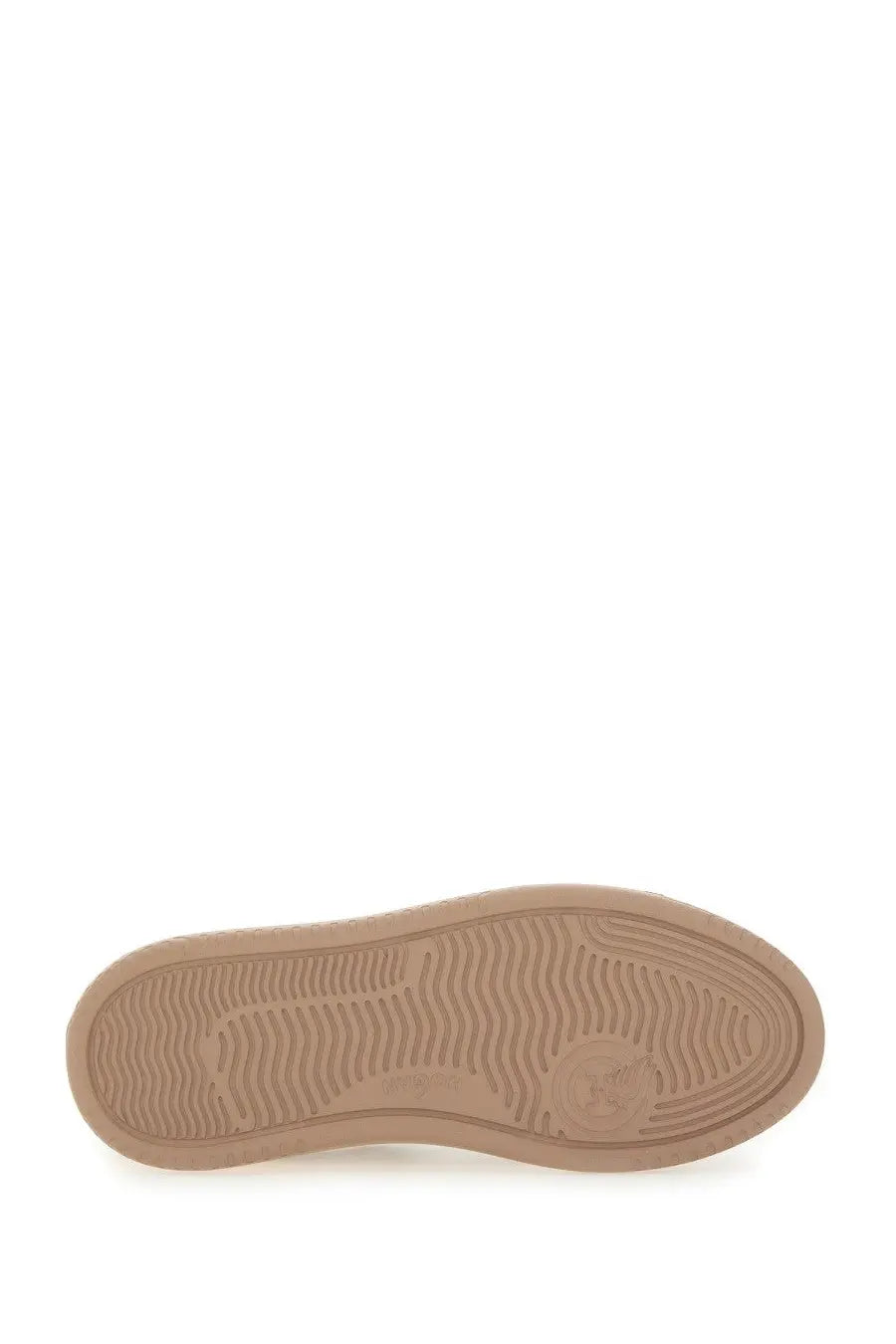 Tan rubber sole with wavy tread pattern and embossed logo on hogan women’s sneaker h630 multicolor