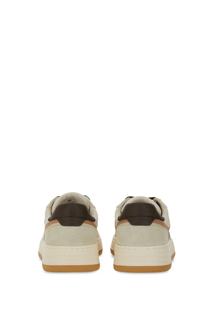 Hogan women’s sneaker h630 white in beige and brown suede with chunky white rubber low-top sole