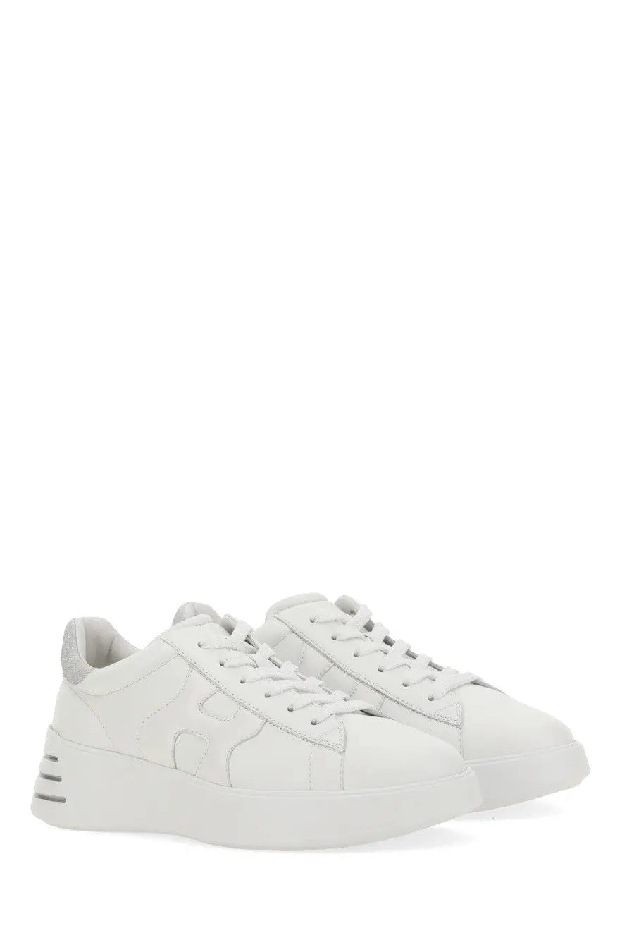 Hogan women’s sneaker rebel multicolor white leather with chunky sole and subtle logo detailing