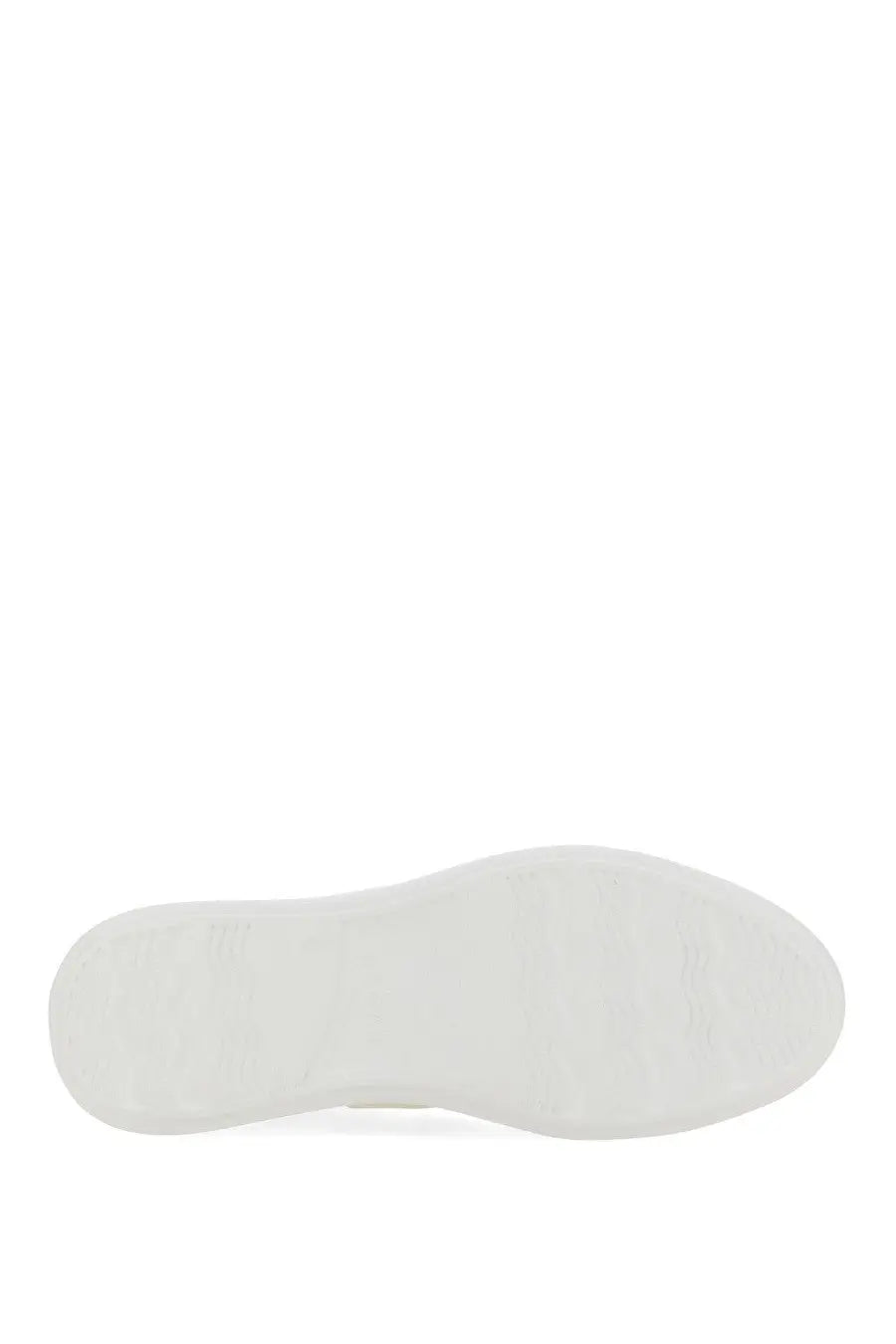 White rubber sole of Hogan women’s sneaker rebel multicolor with smooth minimalist design visible from the back side