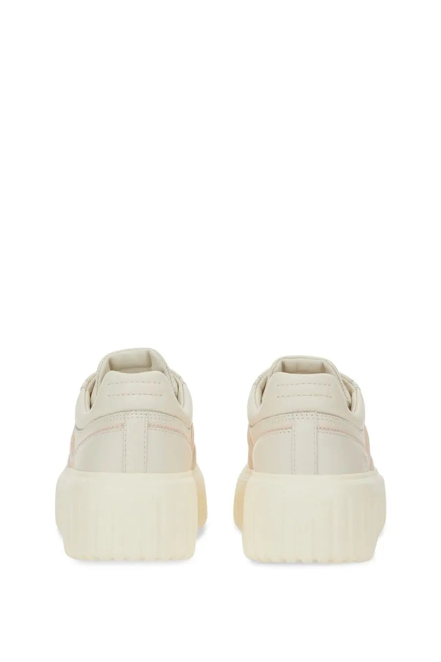 Hogan women’s stripe sneaker white cream-colored platform sneaker with minimalist design and subtle stitching details