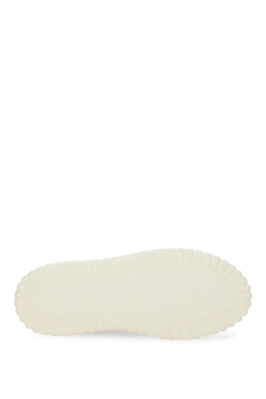 Cream-colored rubber sole with textured raised edge on the back of hogan women’s stripe sneaker white