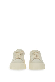 Cream-colored Hogan women’s stripes platform sneakers with sleek minimalist design and subtle tongue branding