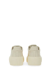 Hogan women’s stripes sneaker white cream-colored platform sneaker with minimalist design and smooth leather upper