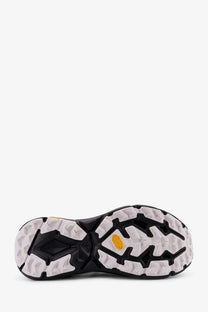Black and white vibram outsole with geometric tread pattern on hoka men’s mafate speed lite ts technical fabric sneakers black