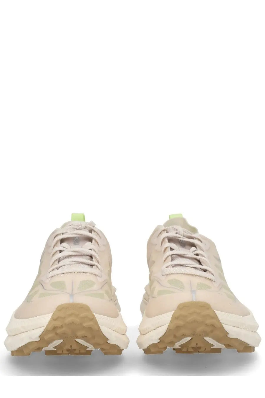 Beige hoka one one unisex mafate speed lite running shoes with textured layered upper and tan rubber outsole