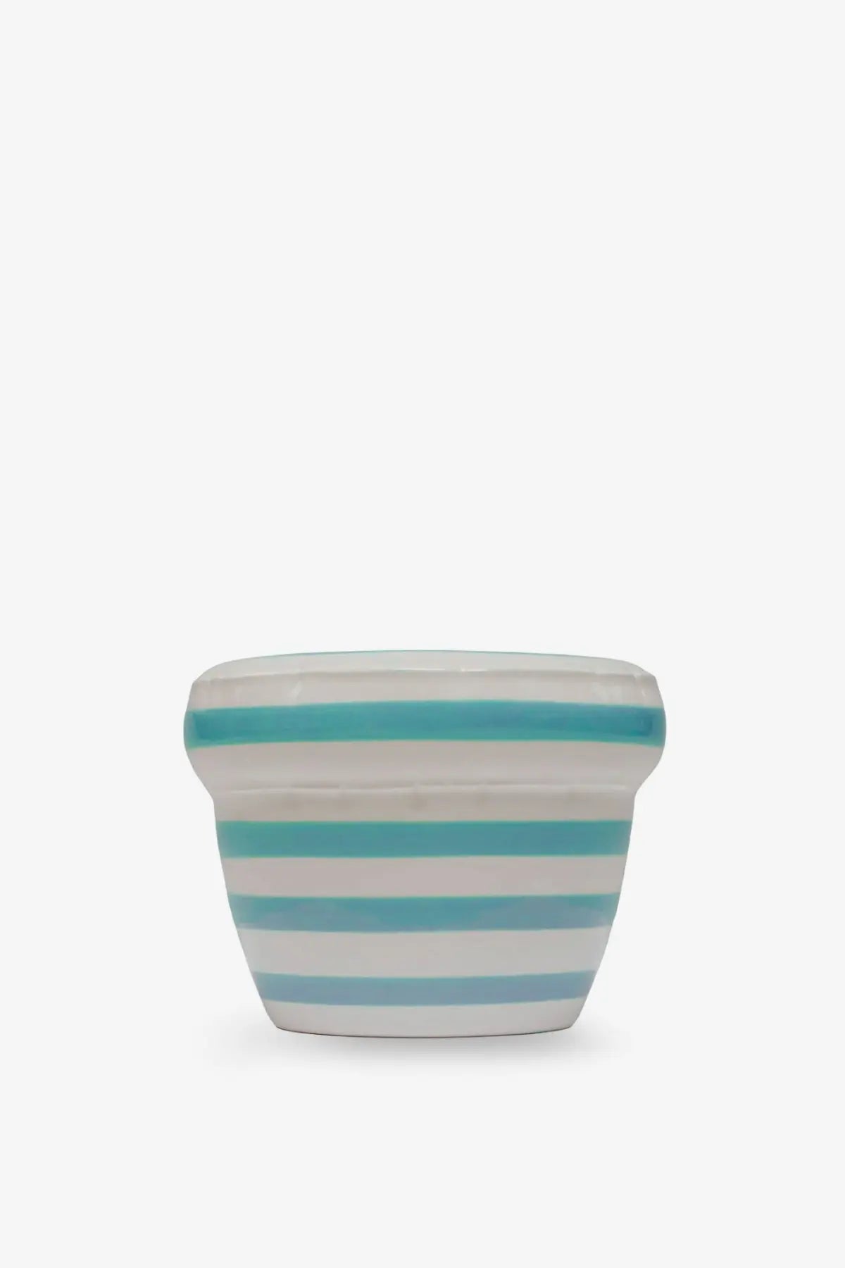 Home studyo unisex louis ceramic vase blue with small ceramic planter in teal and white horizontal stripes