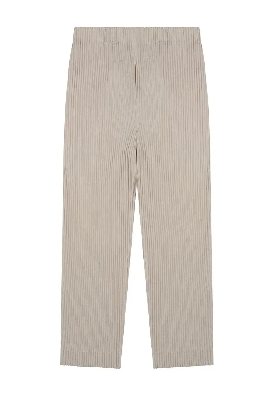 Beige homme plisse issey miyake men’s pantalone plissettato with relaxed fit pleated vertical ridges trousers