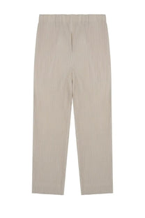 Beige homme plisse issey miyake men’s pantalone plissettato with relaxed fit pleated vertical ridges trousers