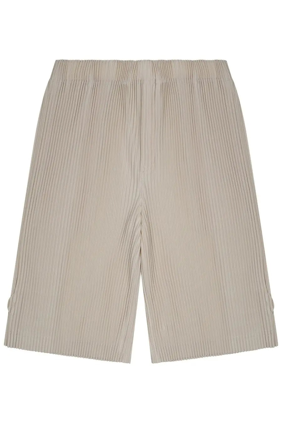 Beige pleated homme plisse issey miyake men’s shorts with wide-leg cut and elastic waistband