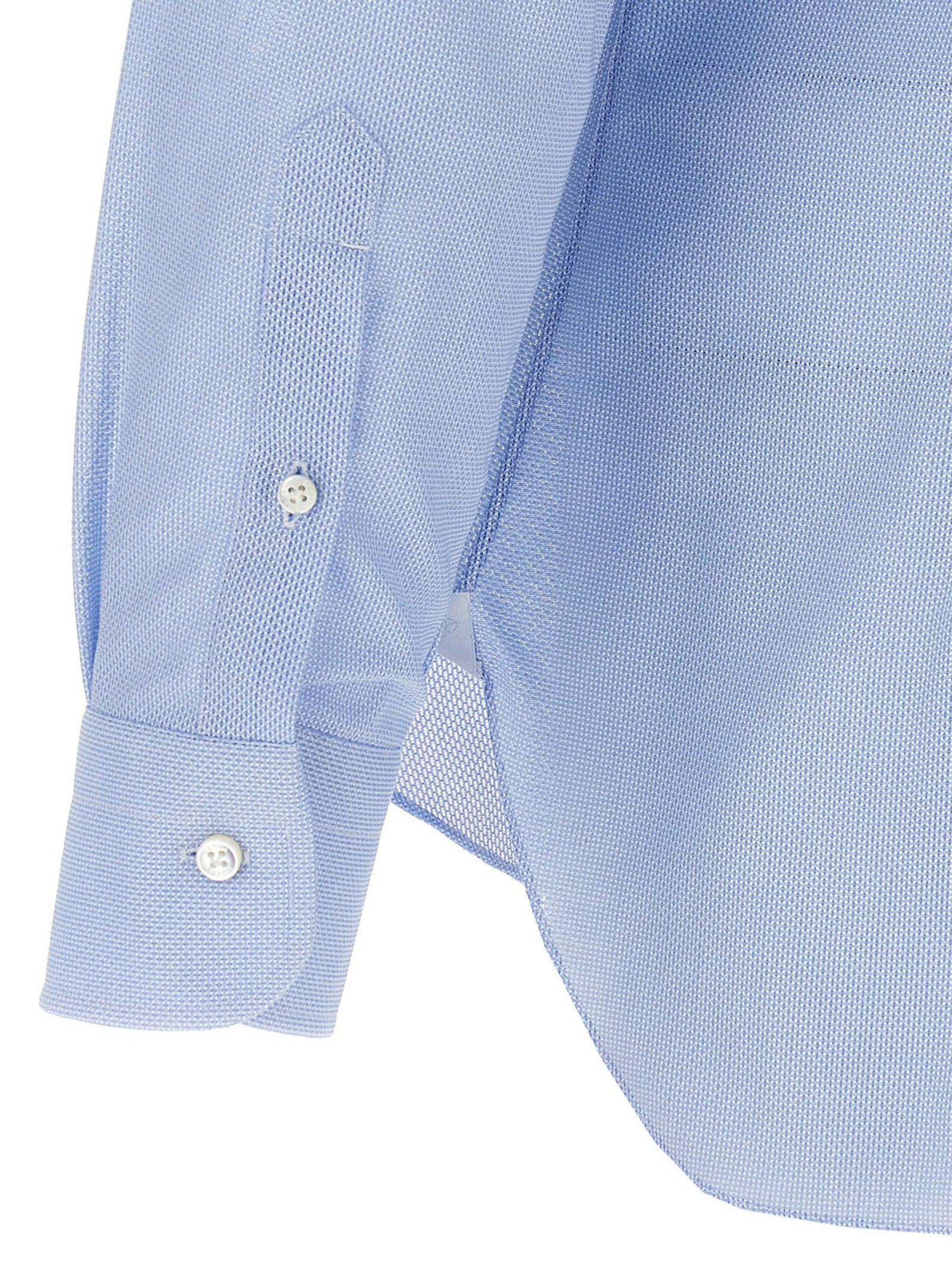 Barba Honeycomb Cotton Shirt Blue