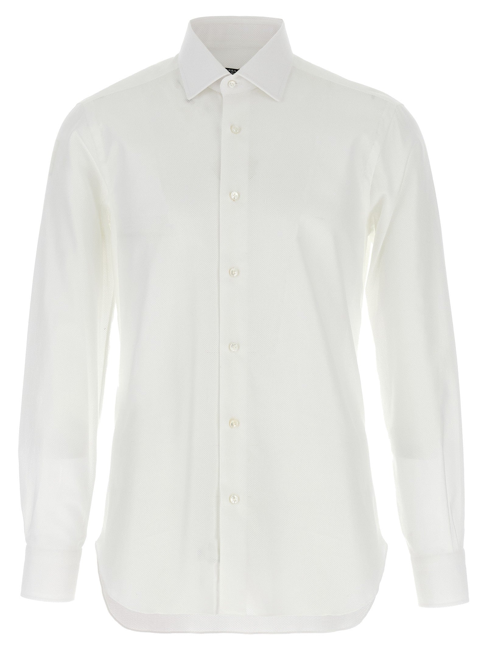Barba Honeycomb Cotton Shirt White