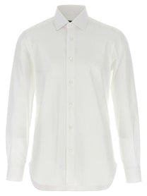 Barba Honeycomb Cotton Shirt White