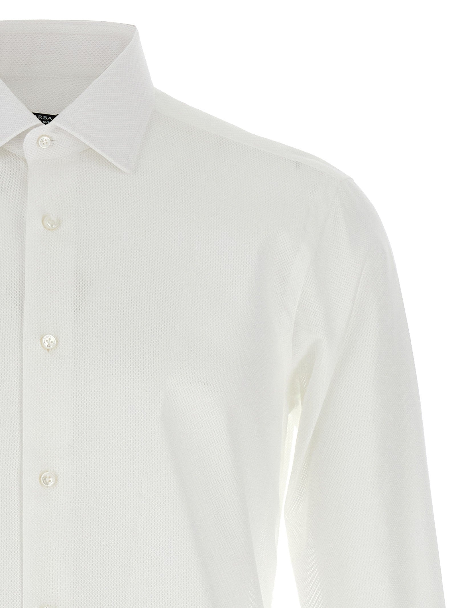 Barba Honeycomb Cotton Shirt White