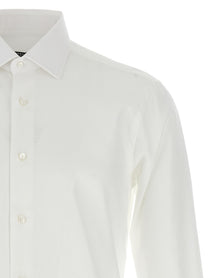 Barba Honeycomb Cotton Shirt White