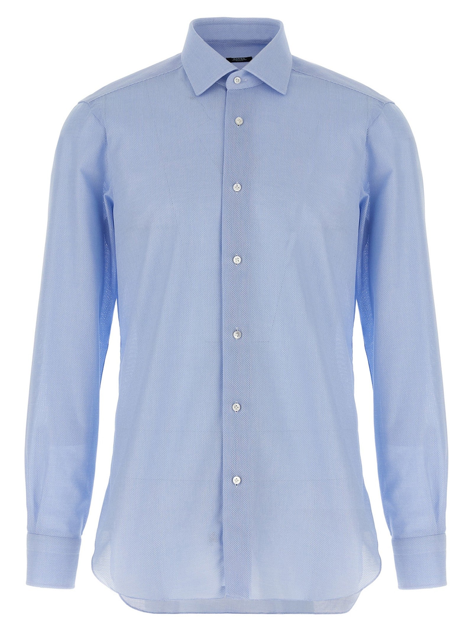Barba Honeycomb Cotton Shirt Blue