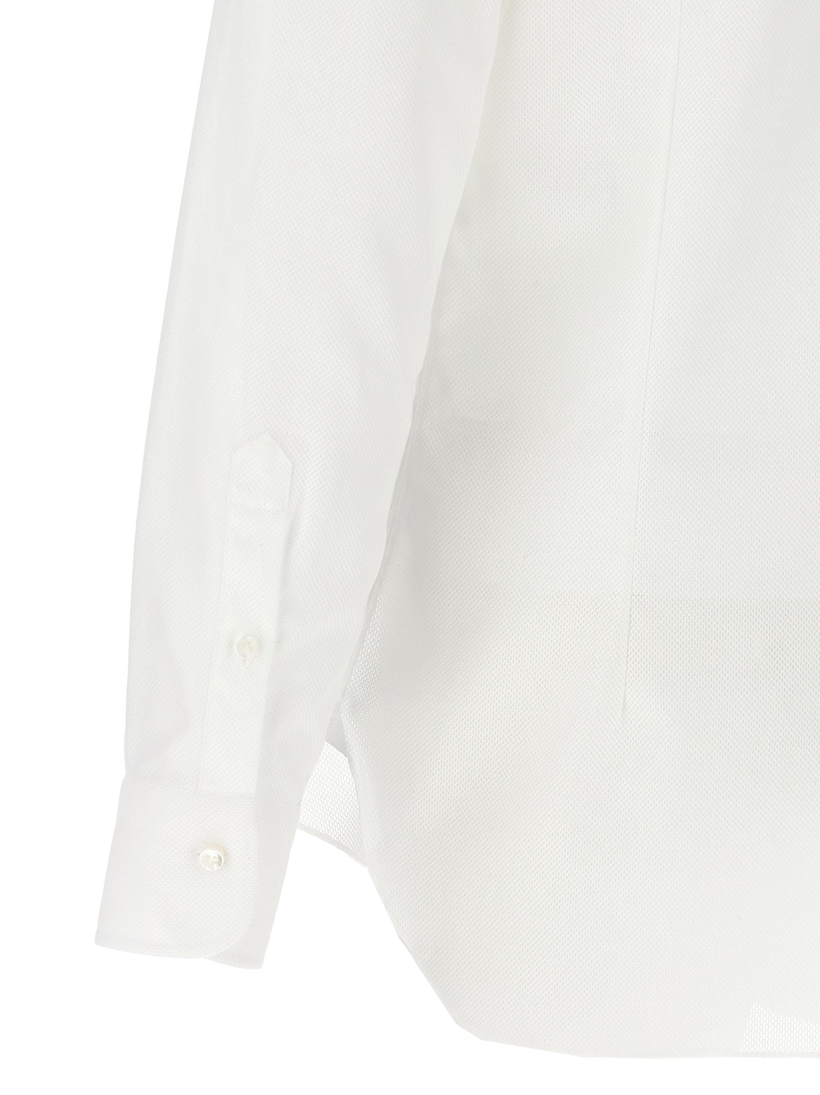 Barba Honeycomb Cotton Shirt White