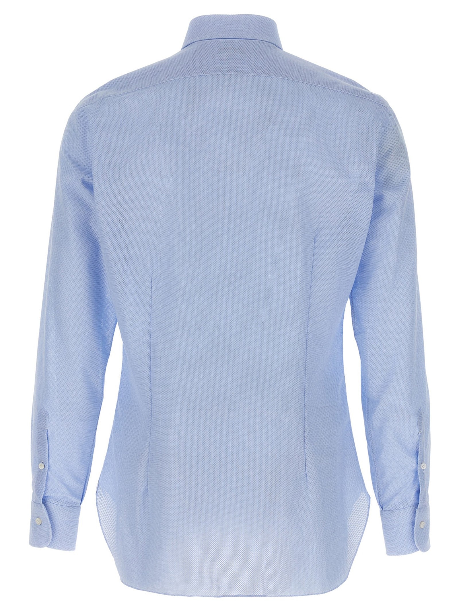 Barba Honeycomb Cotton Shirt Blue