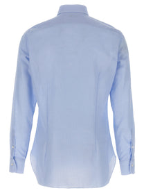 Barba Honeycomb Cotton Shirt Blue