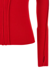 Victoria Beckham Hooded Cardigan Red