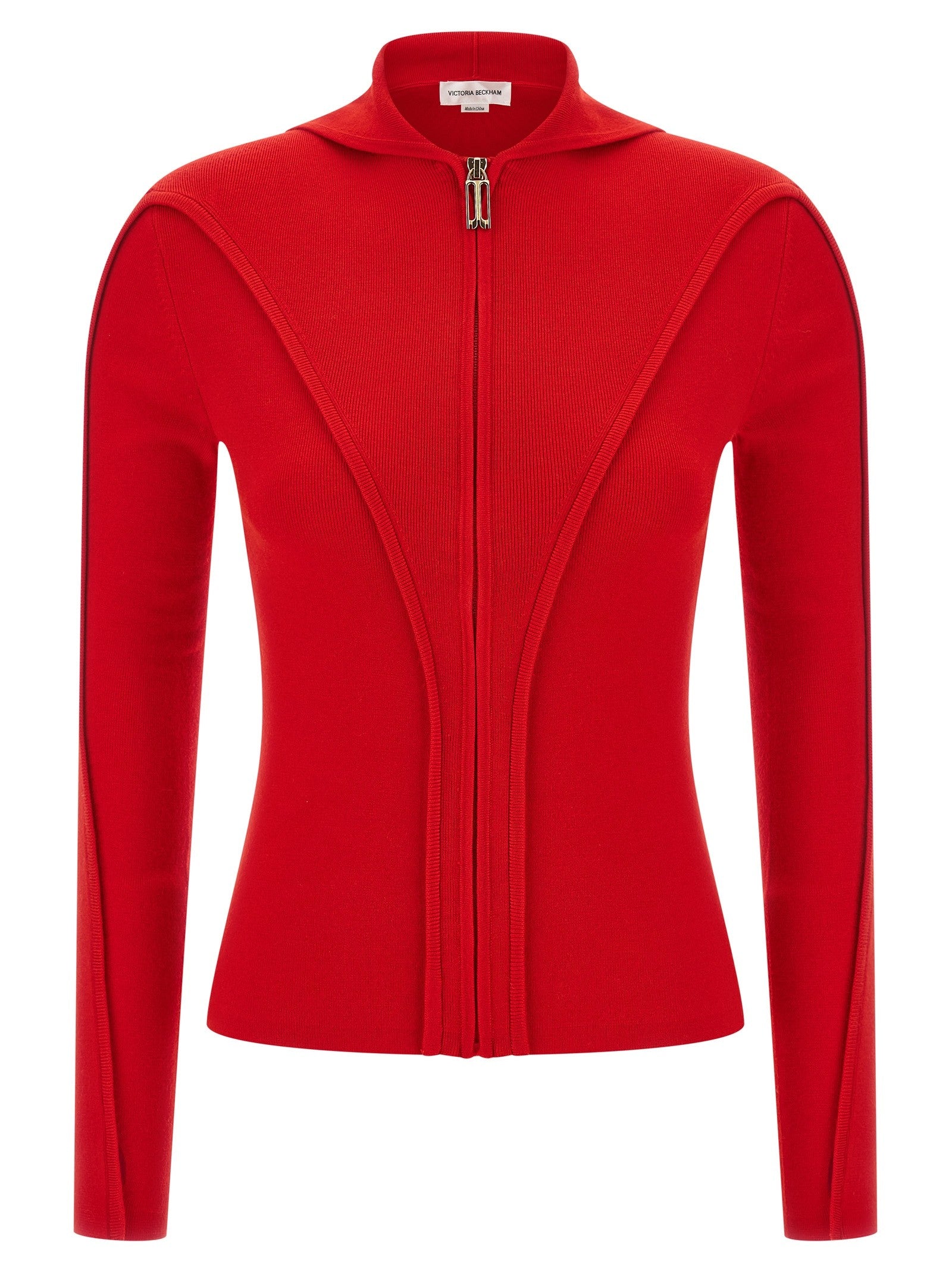 Victoria Beckham Hooded Cardigan Red
