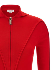 Victoria Beckham Hooded Cardigan Red