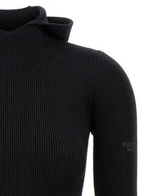 Fendi Hooded Dress Black
