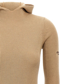 Fendi Hooded Dress Beige