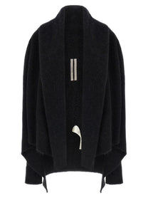 Rick Owens Hooded Medium Wrap Cardigan Black
