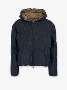 Brunello Cucinelli Women's Hooded Padded Denim Jacket Blue