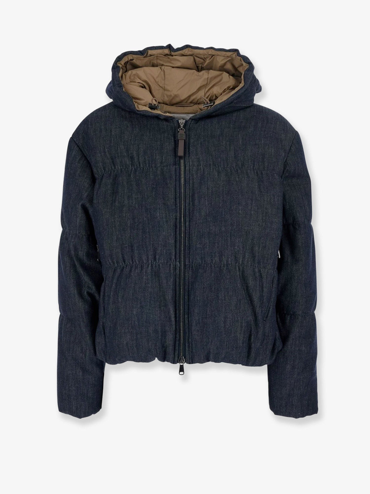 Brunello Cucinelli Women's Hooded Padded Denim Jacket Blue