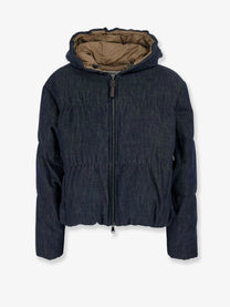 Brunello Cucinelli Women's Hooded Padded Denim Jacket Blue