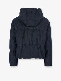 Brunello Cucinelli Women's Hooded Padded Denim Jacket Blue