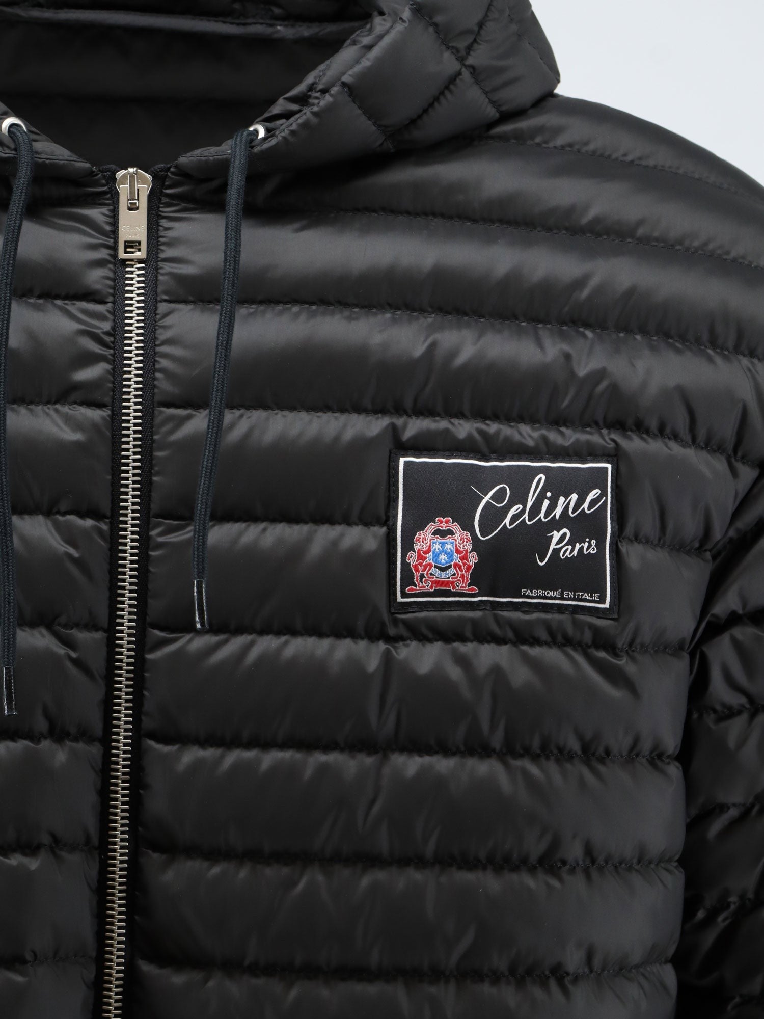 Celine Men's Hooded Quilted Down Jacket Black