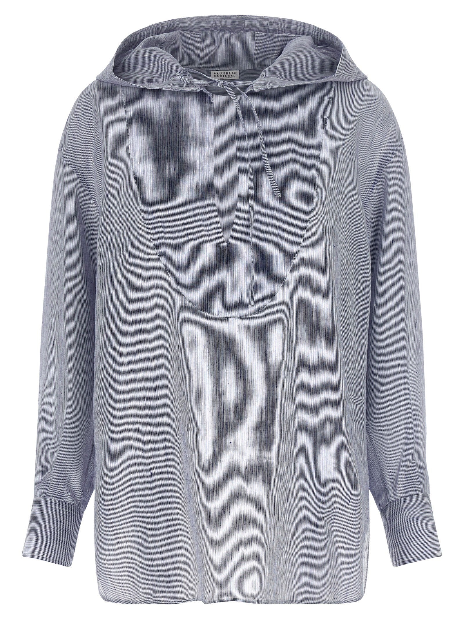 Brunello Cucinelli Hooded Shirt Blue