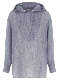 Brunello Cucinelli Hooded Shirt Blue
