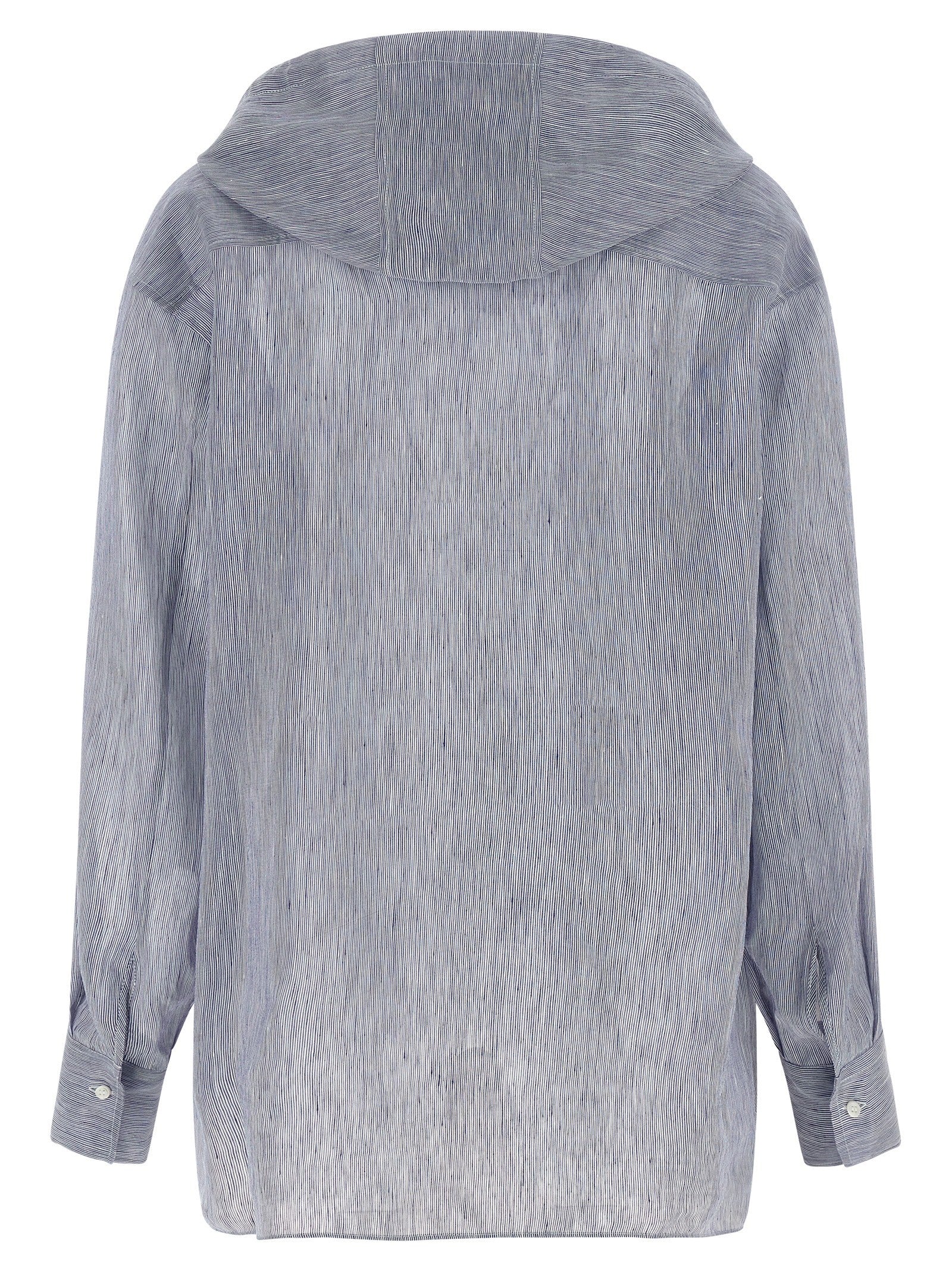 Brunello Cucinelli Hooded Shirt Blue