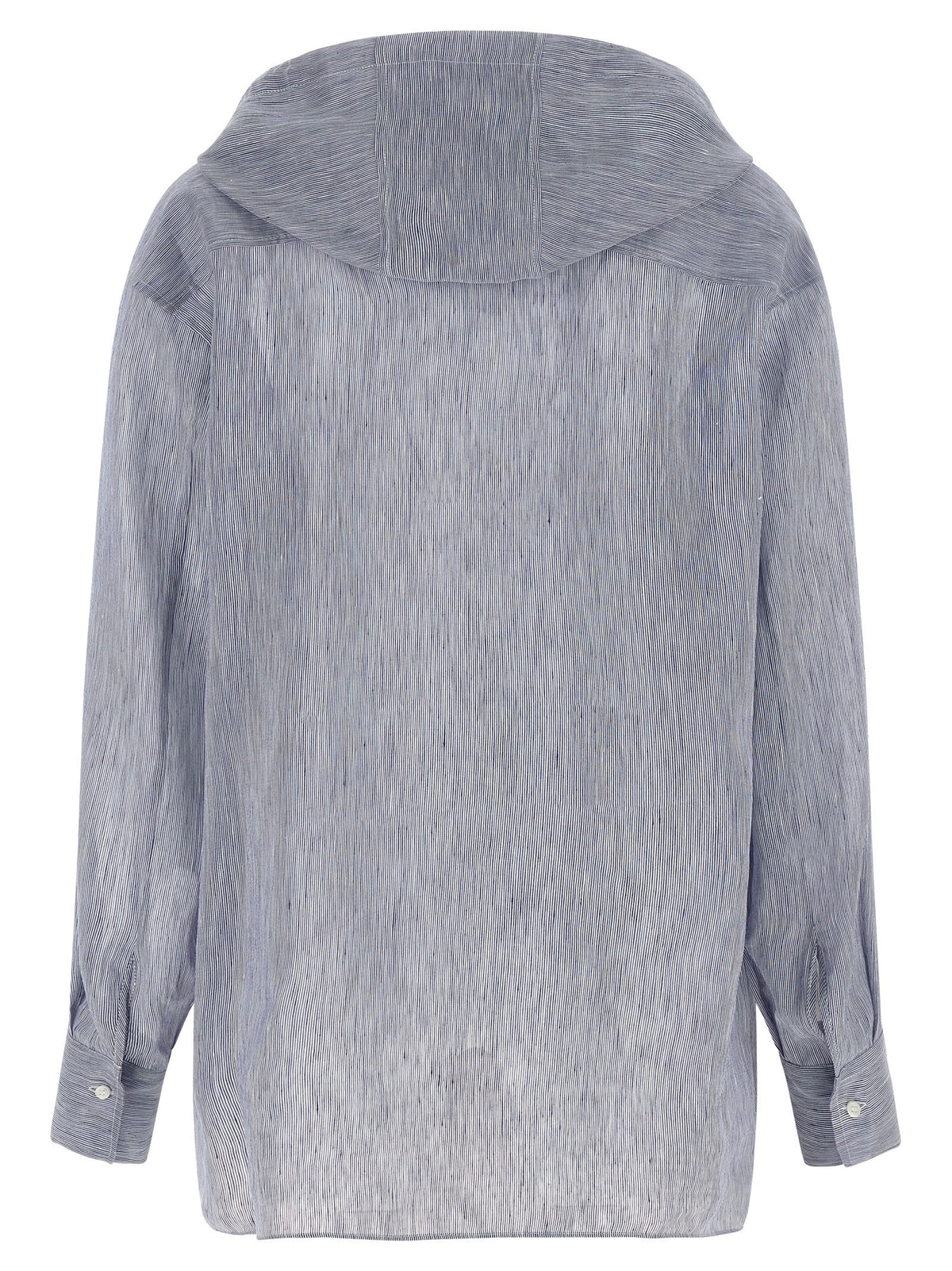 Brunello Cucinelli Hooded Shirt Blue, view 2