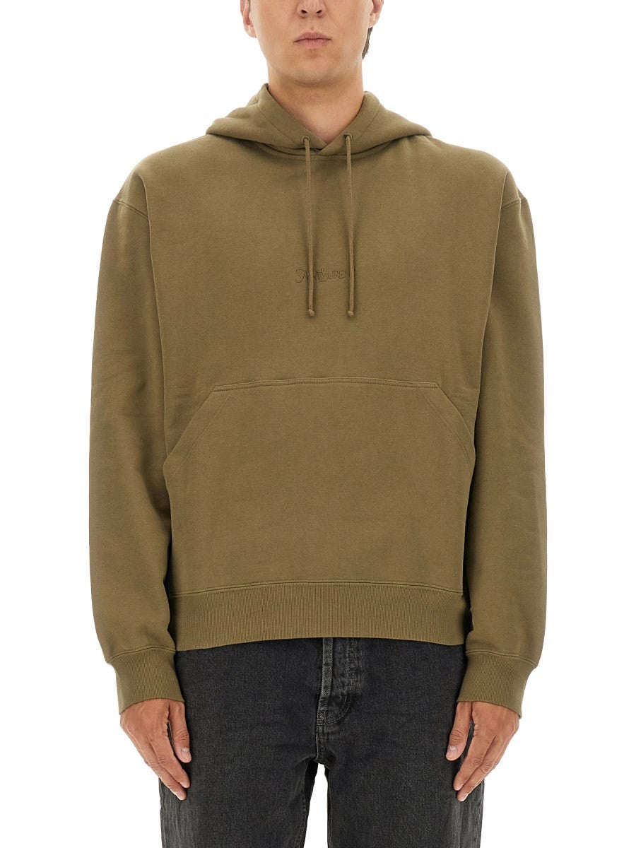 Saint Laurent Men's Hooded Sweatshirt Green