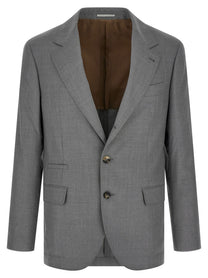 Brunello Cucinelli Hopsack Blazer Grey