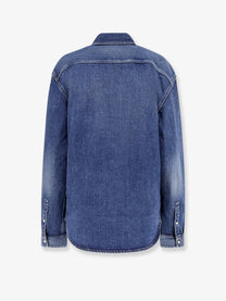 Saint Laurent Men's Horizon Blue Cassandre Denim Shirt Blue