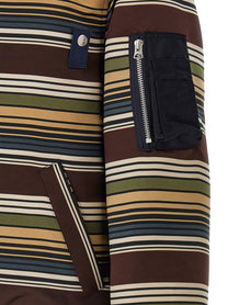Sacai Horizontal Stripe Blouson Brown