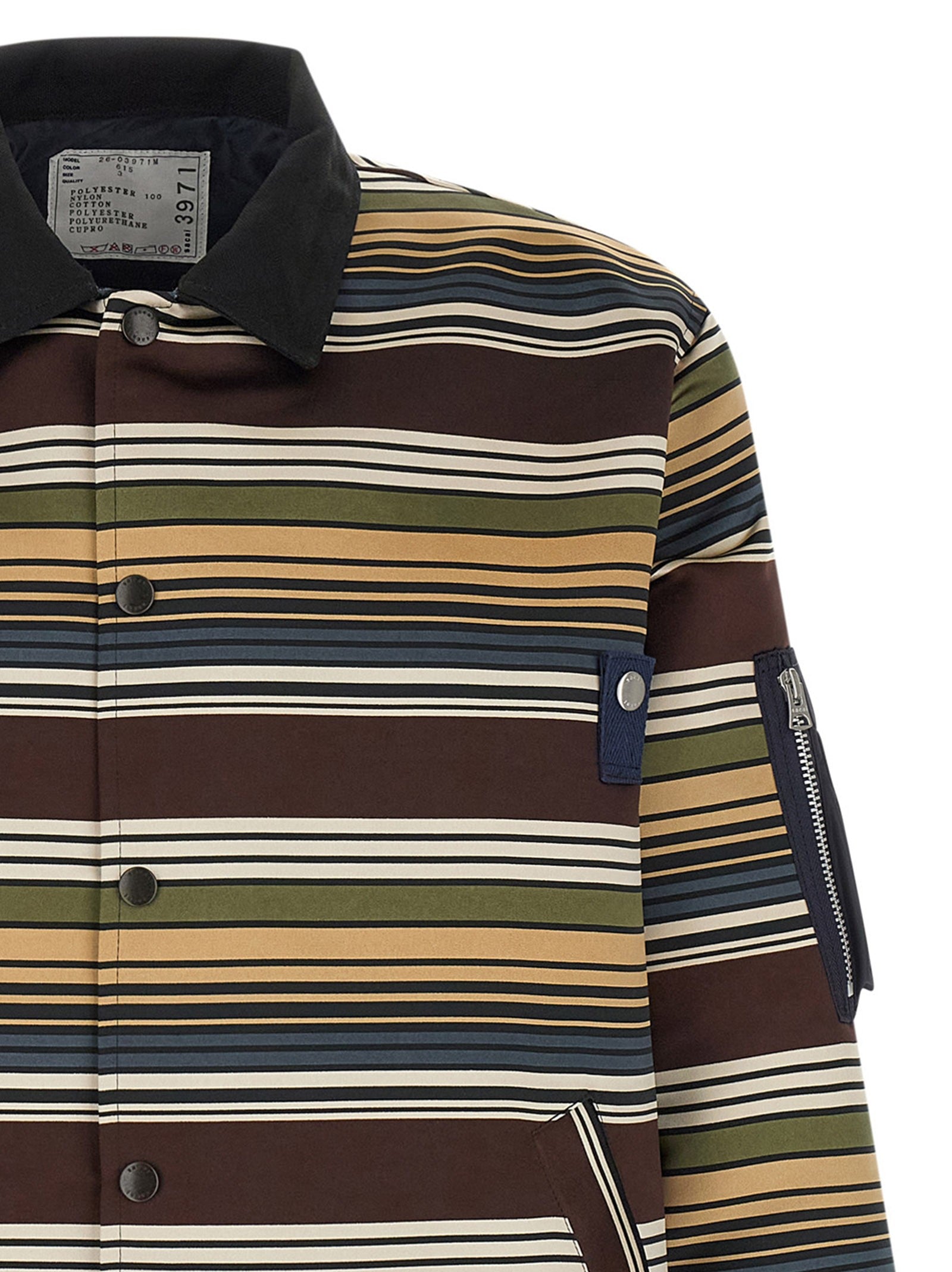 Sacai Horizontal Stripe Blouson Brown