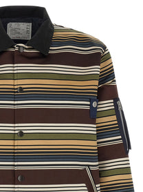 Sacai Horizontal Stripe Blouson Brown