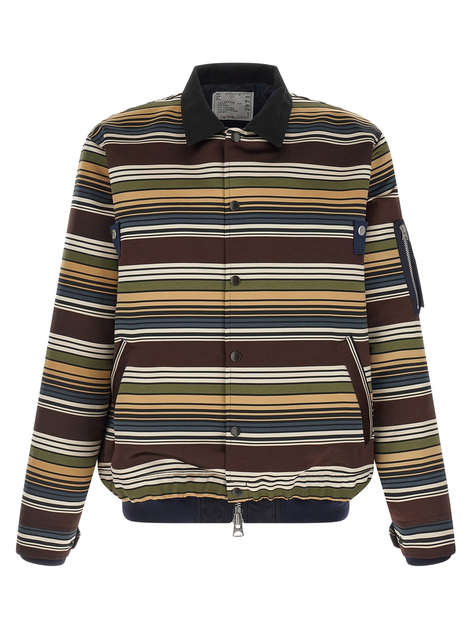 Sacai Horizontal Stripe Blouson Brown