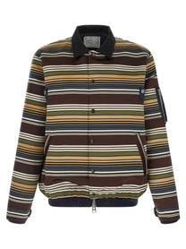 Sacai Horizontal Stripe Blouson Brown