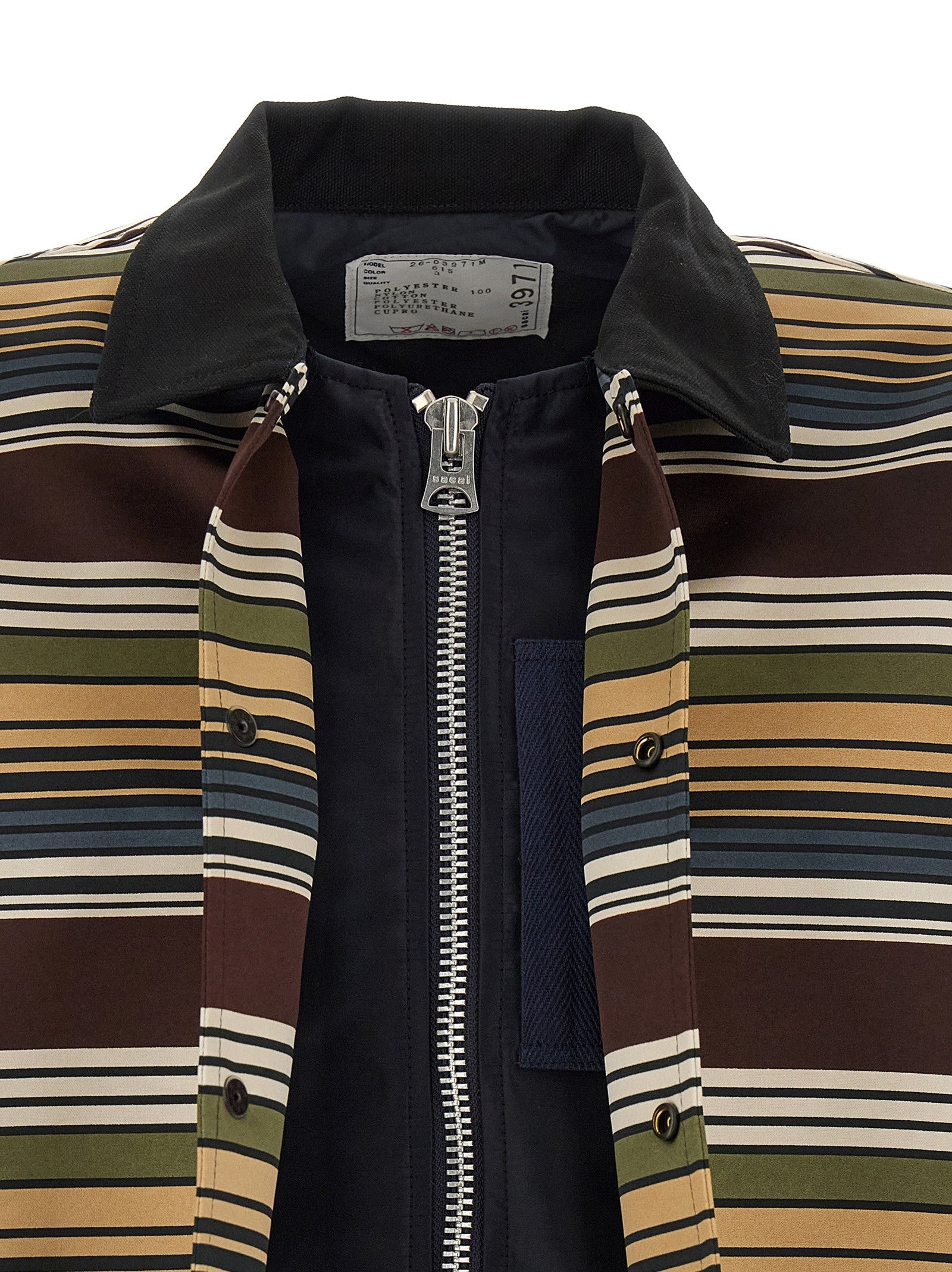 Sacai Horizontal Stripe Blouson Brown