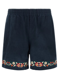 FOUND Horse Equine Bermuda Shorts Blue