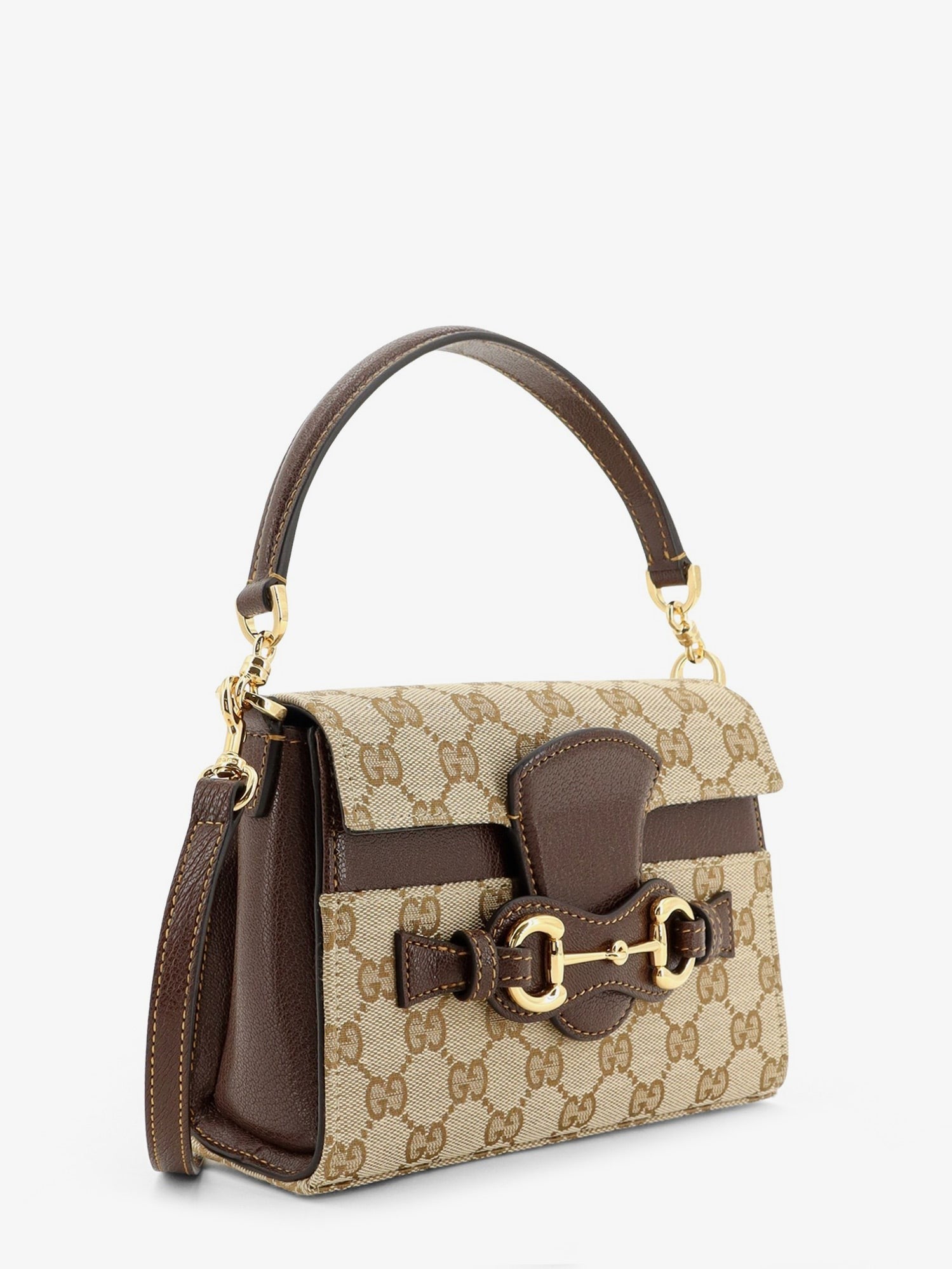 Gucci Women's Horsebit Duomo GG Canvas Handbag Brown