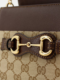 Gucci Women's Horsebit Duomo GG Canvas Handbag Brown